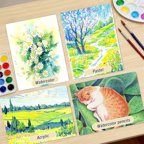 Creazic Watercolor Paper Pad, 9"x12" Water Color Paper (140lb/300gsm, 18 Sheets) - Artist Grade for Watercolor, Acrylic, Gouache & Drawing - Art Sketchbook, Watercolor Journal for Adults & Kids, Teal - color: Teal, size: 9" x 12" Glue Bound