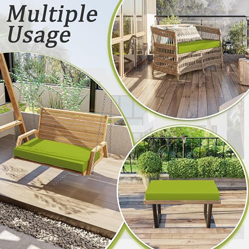 Outdoor Bench Cushion 36 X 18 X 3.5 Inch Thick Waterproof Patio Furniture Cushions, Patio Porch Swing Replacement Seat Pad with Tie Straps and Anti-Slip, for Backyard Garden, Grass Green - color: Grass Green, size: 36 x 18 x 3.5 in