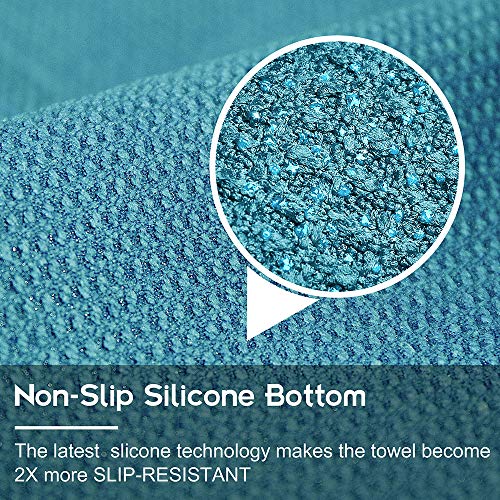 Heathyoga Hot Yoga Towel Non Slip, Microfiber Non Slip Yoga Mat Towel, Exclusive Corner Pockets Design, Dual-Grip, Sweat Absorbent, Perfect for Hot Yoga, Bikram, Pilates and Yoga Mats - color: Teal