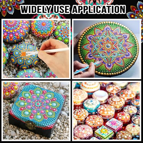 Augshy Mandala Dotting Tools Painting Kit, 58Pcs Dotting Tools for Painting DIY Rock Template Stencils Kit Brush Tray Pen Zipper Bag for Stone Canvas Mandala Arts - style: Mandala Style B