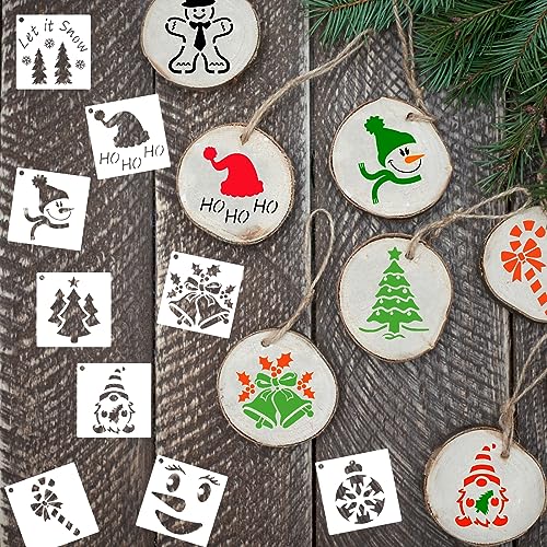 80 Pcs 3 x 3 Inch Christmas Stencils for Painting on Wood, Reusable Merry Christmas Ornament Snowflakes Holiday Stencils DIY Craft Template Set for Wall Rock Home Decor - style: Christmas