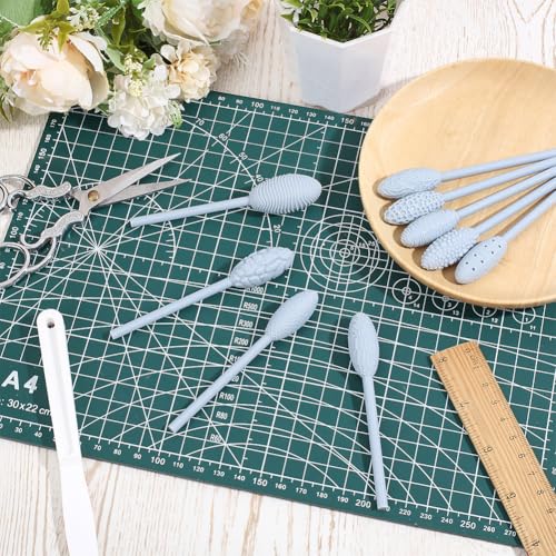 CRAFTYMELODY 9Pcs Texture Tool Sets for Clay Art Resin Modeling Tools Clay Texture Roller Oval Modeling Pattern Rollers Kit with Handles for Polymer Pottery Ceramics Sculpting Tools DIY Crafts