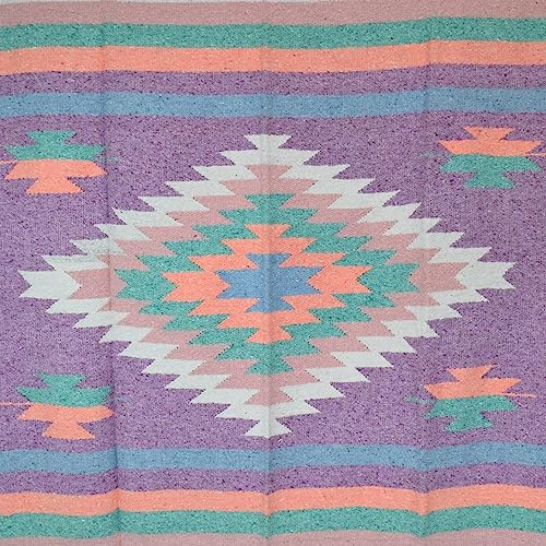 Open Road Goods Aztec Navajo Style Blanket, Throw, or Yoga Bolster - Handwoven Mexican Diamond Blanket (Pastel Blanket) - color: Pastel Blanket