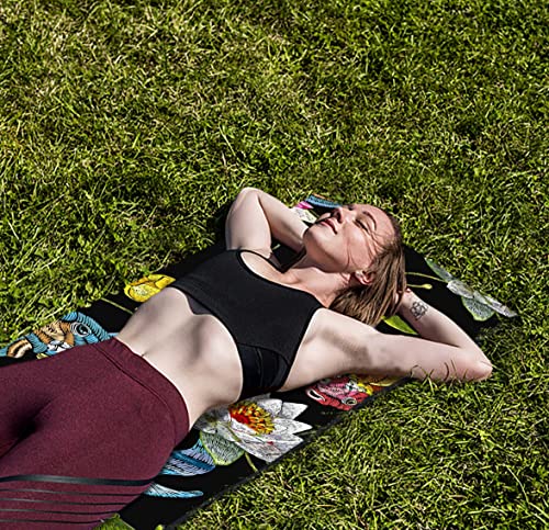 nuveti Yoga Mat Print Extra Thick TPE Non Slip Fitness Exercise Mat with Carrying Bag,72"x24" Extra Thick 6MM Exercise & Workout Mat for Yoga, Pilates Fitness and Floor Exercises - color: Koi