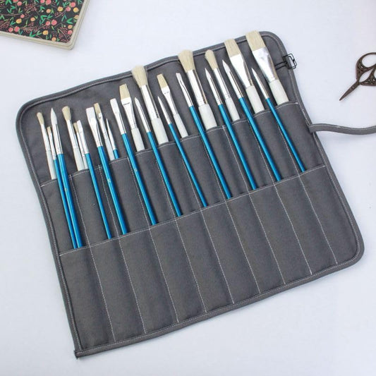 Funny live Paint Brush Holder Art Supplies, Artist Brush Holder & Storage Organizer Roll-Up Case Bag, Protect Acrylic Oil Watercolor Paintbrushes (Gray 20 Slot Pockets) - color: Gray 20 Slot Pockets