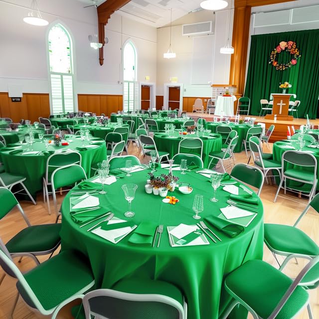 Niuara Green Plastic Table Cloth Disposable, 4 Pack, 84 in | Round, Table Covers, St Patricks Day, Holiday Parties - color: Green, size: 84" Round - 4 Packs