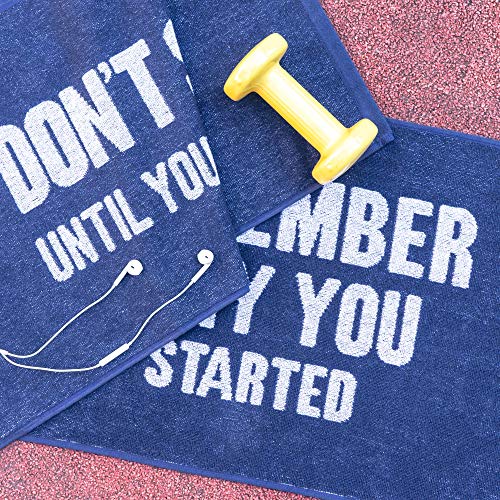 Luzia Workout Towels with Motivational Quotes for Sweat (Pack of 2) - mot-to Lightweight and Super Absorbent for Exercise, Workout, Fitness, Pickleball, Gym, Yoga, Running and Travel (Blue) - color: Blue - White, size: Set of 2