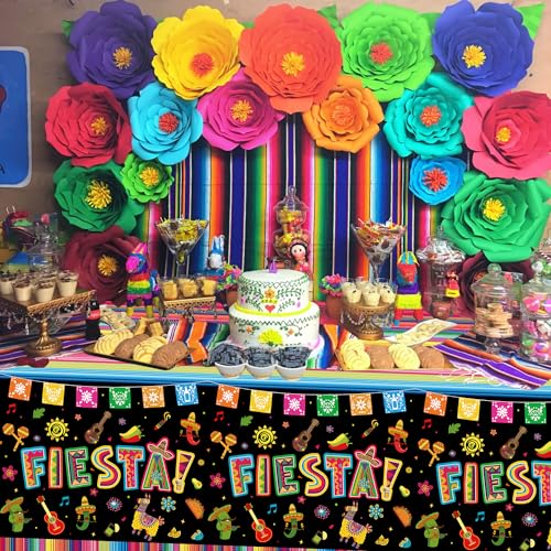 4 Pack Cinco De Mayo Printed Fiesta Mexican Table Cover Fiesta Party Tablecloth Taco Night Table Cloth Mexican Themed Tablecloth Mexico Party Supplies 86 x 51 in (220 x 130cm) - color: Fiesta