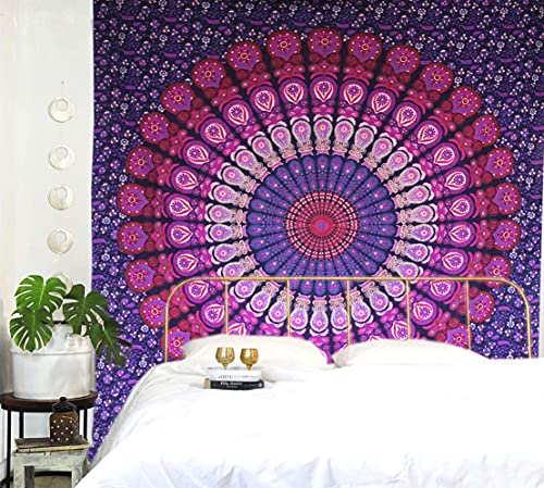 raajsee purple Tapestry- Best Mandala Wall Hanging- Mandala Tapestry For Bedroom Aesthetic-Size Medium (52x60 Inches / 132x152 Cms) - color: Purple, size: 60"L x 52"W