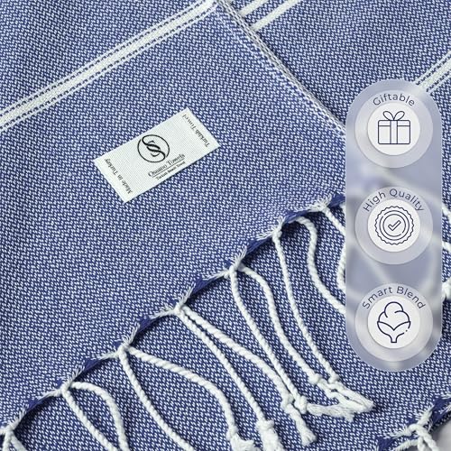 Ossano Turkish Beach Towel Compact & Lightweight Extra Large (39" x 71") - Quick Dry, Versatile and Functional as Picnic, Travel and Yoga Blanket, Pool, Shower, Cruise and Gym Towel - Royal Blue - color: Royal Blue