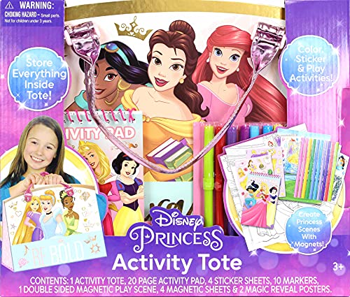 Disney Princess Activity Tote – Ultimate Princess Adventure Bag with Coloring Books, Stickers, Crayons & Games – Travel-Friendly Art Set for Girls Ages 3+ – Great Gift for Creative Play | Travel-friendly creative bag with crayons and games. Officially lic