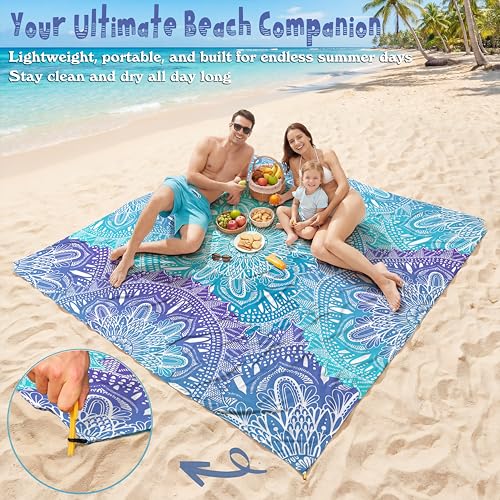 Aroveea Beach Blanket Waterproof Sandproof 78''X81''/10'X9' Oversized Mat - color: Mandala3, size: 78''x110''