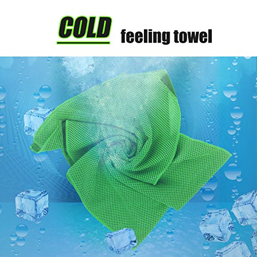 Cooling Towel (Pack of 20, 40"x12") with Pouches for Sports - color: 20green