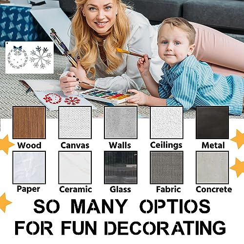 BAMIDELE Letter Stencils for Painting on Wood, 50 Pcs Alphabet Drawing Templates with Numbers, Signs, Flowers, Reusable Plastic Art Craft Stencils - style: Regular Font Stencil