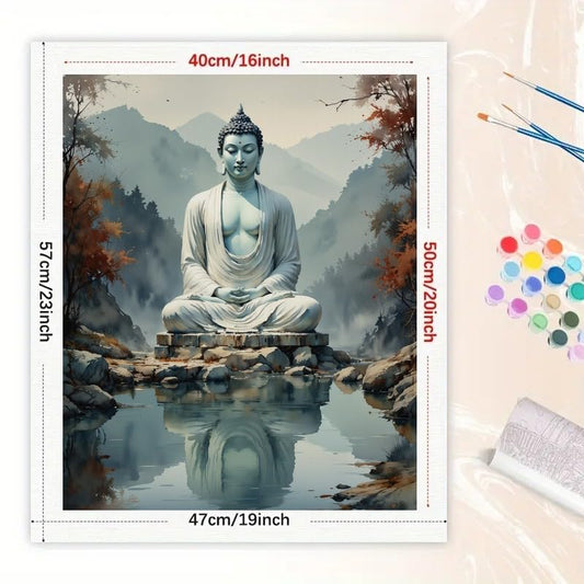 TAOPAOLAB Spiritual Paint by Numbers Kit for Adults - DIY Serene Buddha by Water Painting on Canvas 16x20 Inches, Acrylic Paint Set, Suitable for Beginners, Zen Art for Home Decoration or Gifts - color: FM04454, size: 40×50cm Unframed
