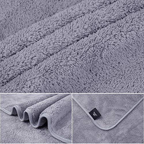 JML Large Bath Towels with Hanging Loop, 2 Pack, 30"x60", Grey | Microfiber, Soft, Absorbent, Quick Drying, Lint-free, No Fading, Lightweight - color: Grey, size: 30 in x 60 in