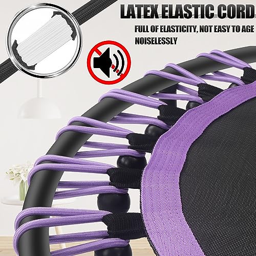 Newan 40"-48" Silent Mini Trampoline Fitness Trampoline Bungee Rebounder Jumping Cardio Trainer Workout for Adults-Max Limit 330lbs - color: A 40" Round violet (NO Handle)
