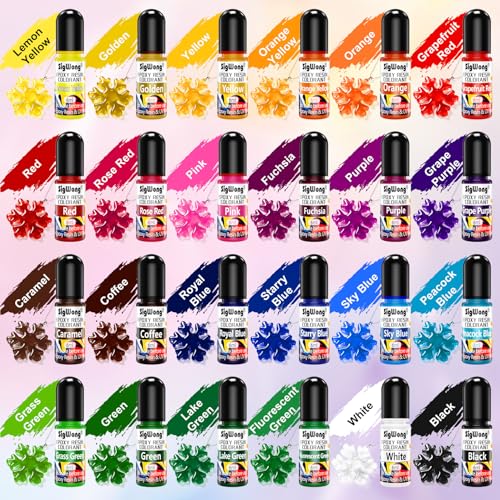 Epoxy Resin Pigment - 24 Colors Liquid Translucent Dye, Highly Concentrated for DIY Jewelry Making, Paint, Craft - 6ml Each, with 6 Colors Resin Glitter - color: 24 Colors-6ml