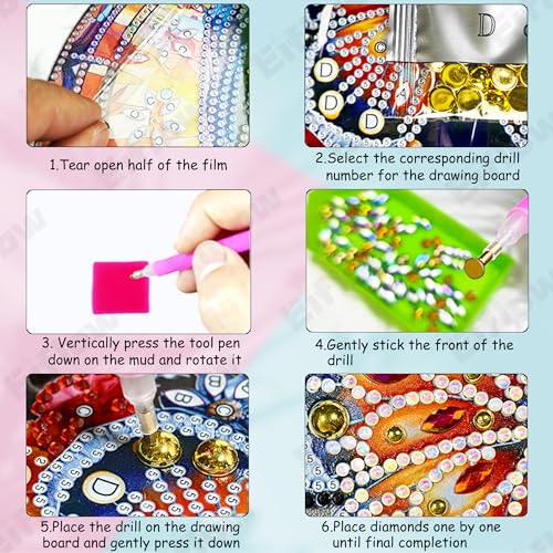 Eiflow 4PCS Tabletop Diamond Art Kit for Adults Christmas, DIY Desktop Diamond Art Painting Ornament with Stand, Acrylic Stand Up Gem Painting Board Kit - color: Christmas Doll