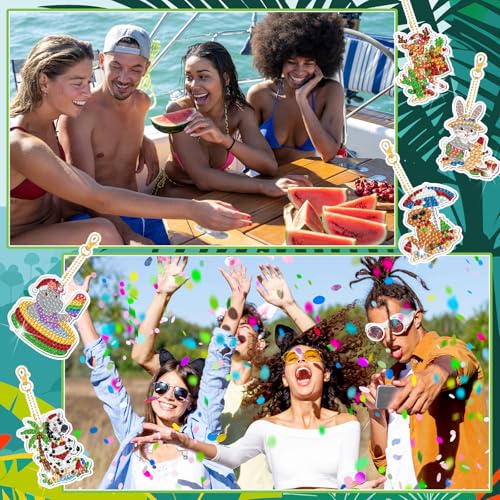 WILLBOND 30 Pcs Christmas Diamond Art Keychain Kits for Adults | Christmas Animal Diamond Painting Ornaments, Double Sided, 5d DIY Santa Christmas Hanging Key Ring for Party Decor - color: July Christmas Animal