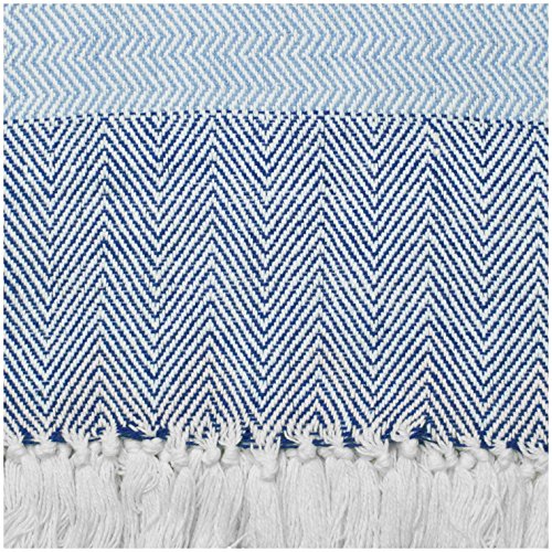 DII Herringbone Striped Collection Cotton Throw Blanket, 50x60, Blue - color: Blue, size: 50x60"