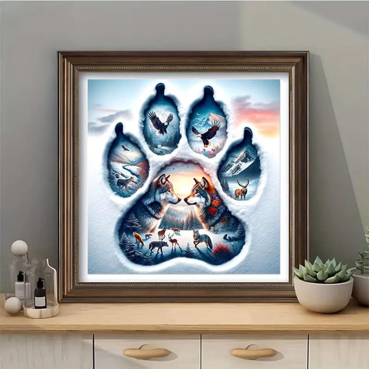 CXYQLC DIY Winter Animals 5D Diamond Painting Kits for Adults, Diamond Art Animals Wolves, Eagles, Deer and Foxes Diamond Painting Full Drill Craft Kits for Home Wall Decor Gifts 11.8x11.8inch