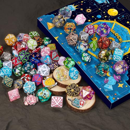 QMAY Mystery Dice Box - 24 Pcs Polyhedral Dice, Dice Advent Calendar - style: Mystery Dice Gift Box (24 Holes)