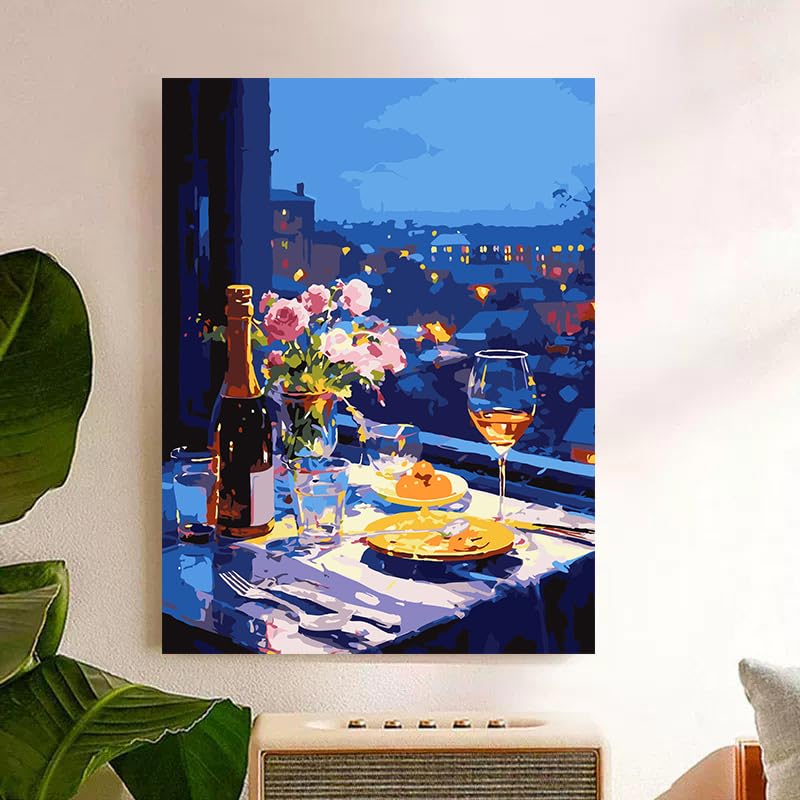 ZRIZQ Landscape Paint by Numbers Kit for Adults Beginner,City Scape,16x20 | Full set with wooden brushes,rolled canvas,rich paints.Calming activity.Beginner friendly.Just open and paint. - color: 16"X20"Rolled Canvas-Flowers 3