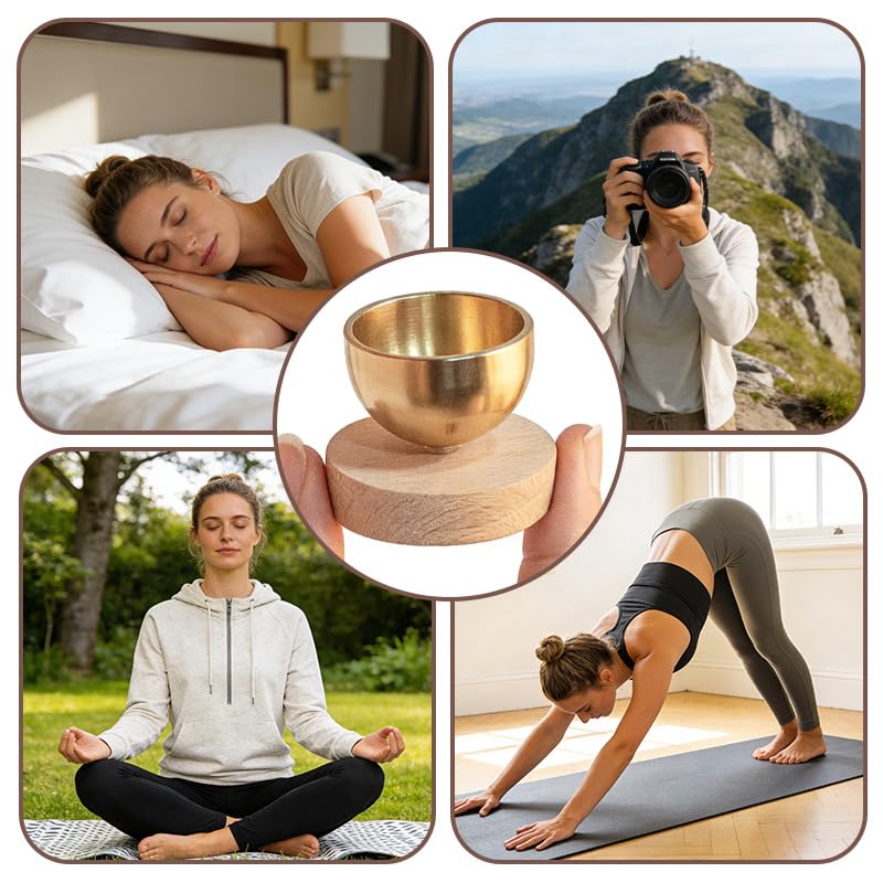 Mini Singing Bowl Set,Portable Brass Meditation Sound Bowl for Yoga | Chakra Healing,Stress Relief & Mindfulness,Self Regulation Tools,Handheld Singing Bowl,Unique Spiritual Gift