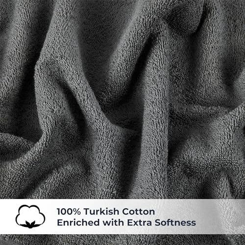 NUKURA 12’’ x 40’’ 100% Cotton Sweat Towel for Gym, Extra Soft & Durable, Ideal for Running, Walking, Yoga, Pickleball, Padel, Grey Neck Towels, 450 GSM - color: Dark Grey