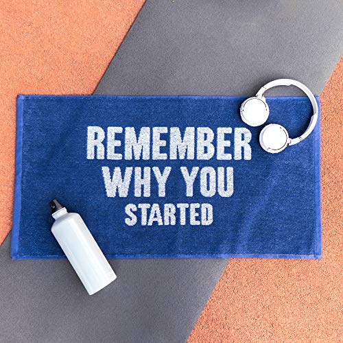 Luzia Workout Towels with Motivational Quotes for Sweat (Pack of 4) - mot-to Lightweight and Super Absorbent for Exercise, Sports, Workout, Fitness, Gym, Yoga, Running and Travel (Blue) - color: Blue - White, size: Set of 4
