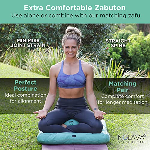 NOLAVA Round Zafu Cushions 15"x6" & Zabuton Meditation Cushions 32"x28"x3" - Premium Comfort for Mindful Practices - Yoga Bolster Pillow & Meditation Floor Pillow Essentials - color: Soft Green