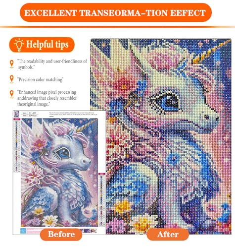 igoodom Unicorn Diamond Art Kits for Adults, DIY Wall Decor | Diamond Painting Kit - Sparkling Full Drill Design Perfect for Home Decor, Holiday Gifting, And Relaxing Crafting 12x16inch - color: B11409, size: 11.8x15.7in(30x40cm)