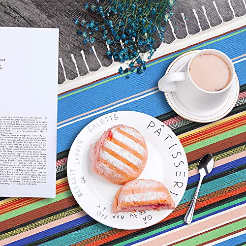 Xplanet 84 X 59 Inch Mexican Serape Blanket Bay Window Blanket, Mexican Tablecloth Serape Tatami Blanket Bed Blanket Table Cover Tapestry Blanket Picnic Mat for Mexican Party Wedding Decorations - color: Pattern-light Blue