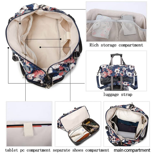 Kinmac Garment Bag with Shoes Compartment, Duffel Bag for Travel,Sports Gym Yoga Duffel Bag Weekender Overnight Totes Bag (Camellia) - color: Camellia