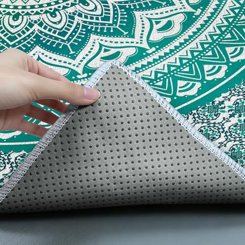 Printed Hot Yoga Mat Towel, Non-Slip, Absorbent,72 x 27 in - color: Green Mandala
