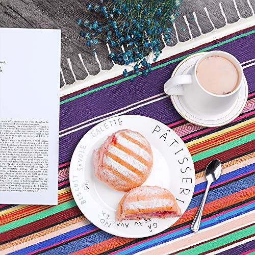 Xplanet 84 X 59 Inch Mexican Serape Blanket Bay Window Blanket, Mexican Tablecloth Serape Tatami Blanket Bed Blanket Table Cover Tapestry Blanket Picnic Mat for Mexican Party Wedding Decorations - color: Pattern-purple