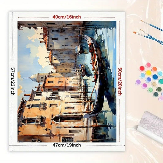 TAOPAOLAB City Cruise Art Paint by Numbers Kit for Adults - DIY Venetian Canal Painting on Canvas 16x20 Inches, Acrylic Paint Set, Suitable for Beginners, European Art for Home Decoration or Gifts - color: FM03999, size: 40×50cm Unframed