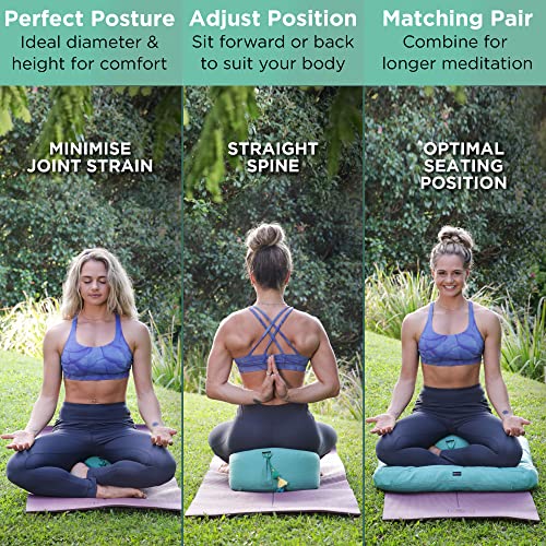 NOLAVA Round Zafu Cushions 15"x6" & Zabuton Meditation Cushions 32"x28"x3" - Premium Comfort for Mindful Practices - Yoga Bolster Pillow & Meditation Floor Pillow Essentials - color: GREEN