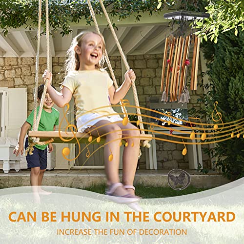 Chinese Traditional Retro 8 Tubes 5 Bells Bronze Yard Garden Outdoor Living Wind Chimes 60cm - size: Guanyin+Butterfly