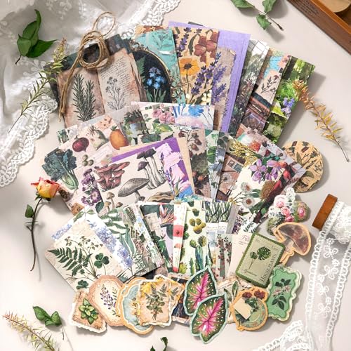 400PCS Vintage Scrapbook Paper Journaling Scrapbooking Supplies Kit Retro Decorative Craft Paper Assorted for Bullet Junk Journals Card Making Craft DIY, Vintage Nature - color: Vintage Nature