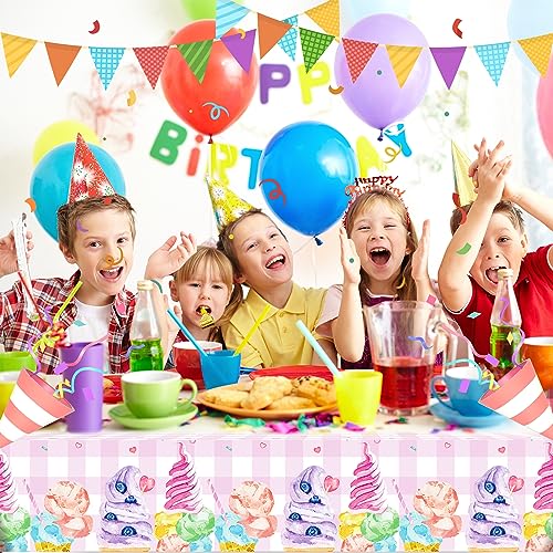1Pc Ice Cream Cake Party Plastic Tablecloth 54 x 87 Inch Summer Sweet Ice Cream Long Rectangular Table Cover for Buffet Ice Cream Party Holiday Dinner Picnic Tablecloth for Kitchen Event Use - color: Ice Cream Cake