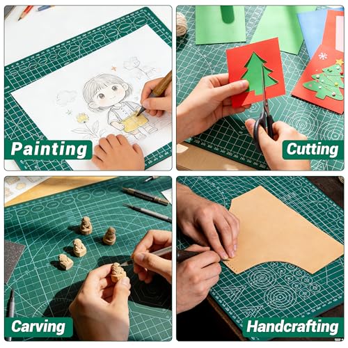 5Pack A3 Self Healing Cutting Mats,12" x 18" Double Sided PVC Craft Pads with Grid & Geometric Templates for Sewing,Scrapbooking,DIY Projects