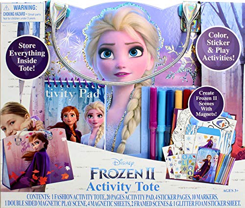 Disney Frozen Activity Tote – Ultimate Princess Adventure Bag with Coloring Books, Stickers, Crayons & Games – Travel-Friendly Art Set for Girls Ages 3+ – Great Gift for Creative Play | Portable travel bag with crayons and games for girls ages 3 plus, per