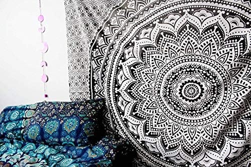 Popular Handicrafts Tapestry Wall Hanging Hippie Ombre Mandala Bohemian Hippy Psychedelic Design Indian Tapestries Bedspread 30 x 40 Inches (76 x 101 cms), Black Grey - color: Black Grey, size: 40"L x 30"W