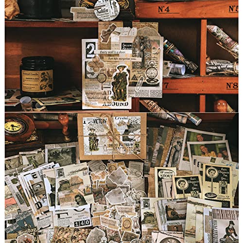 Esweny 200 Pieces Vintage Ephemera Scrapbooking Supplies Pack for Decoupage, Collage Craft, Notebooks, Album, Planners, Paper Scrapbook Stickers Kit (Retro) - style: Retro