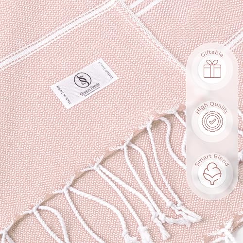 Ossano Turkish Beach Towel Quick Dry & Absorbent Oversized (39" x 71") - Lightweight, Versatile and Functional as Picnic and Beach Blanket, Yoga, Gym and Vacation Towels - Powder - color: Powder