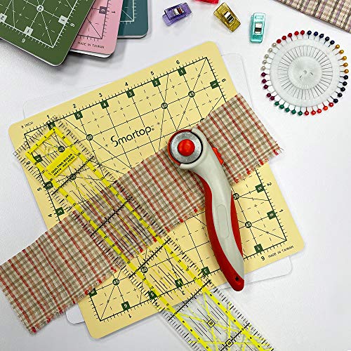 SMARTOP 14"x14" Rotating Self Healing Cutting Mat, Non-Slip Non-Reflective, Good for Quilting, Sewing, Crafts, Scrapbooking, Molandi Pink