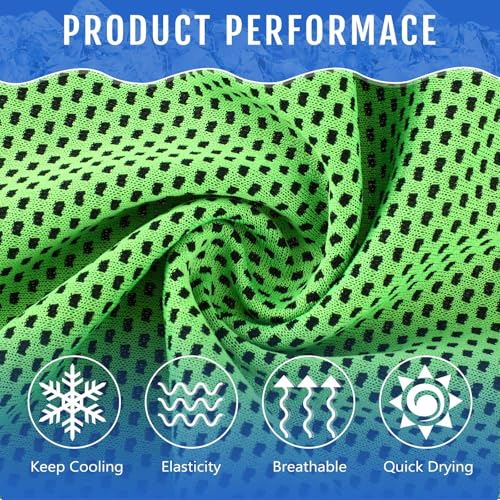 Hosuly 150 Pack Cooling Towels Bulk 40 x 12 Inch Large Chilly Breathable Sweat Sports Cold Towels Sublimation Microfiber Ice Neck Rag for Hot Weather Workout Gym Team Gift (Green) - color: Green