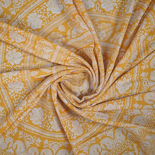 Craft Trade Cotton Mandala Wall Hanging Tapestry, 30x40 Inch Yellow Bohemian Hippie Art, Indian Handcrafted Small Poster Size for Bedroom, Dorm, Window Decor & Aesthetic Zen Room - color: Yellow, size: 30"L x 40"W